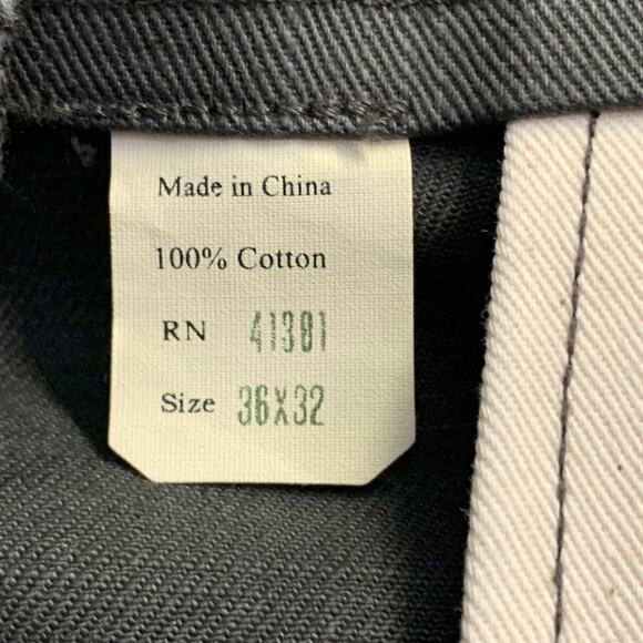 Size 36 Grey Black Cotton Selvedge Twill Straight Button Fly Casual Pants - Picture 6 of 7